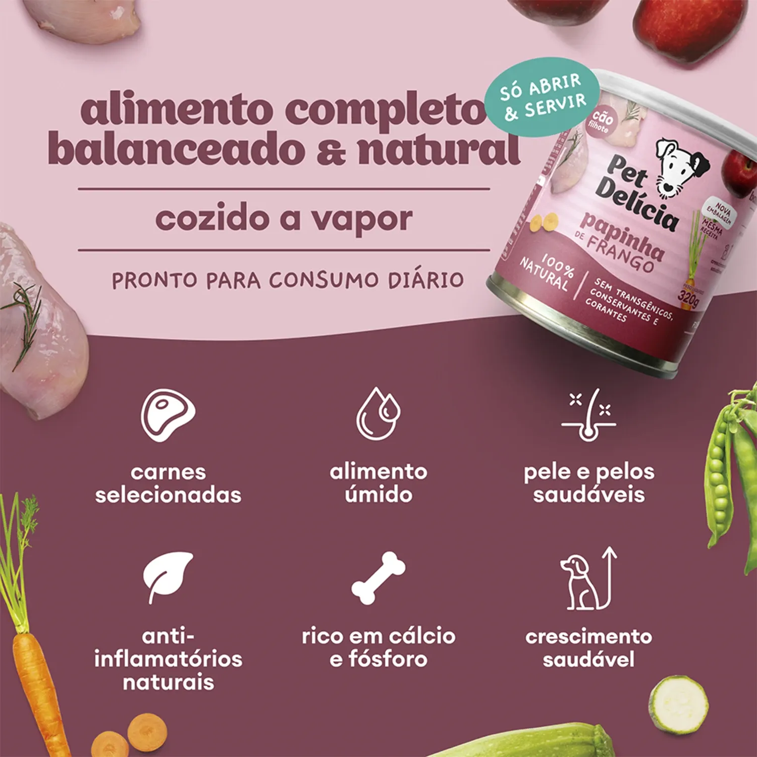 Ração Úmida Pet Delícia Cães Filhotes Papinha de Frango